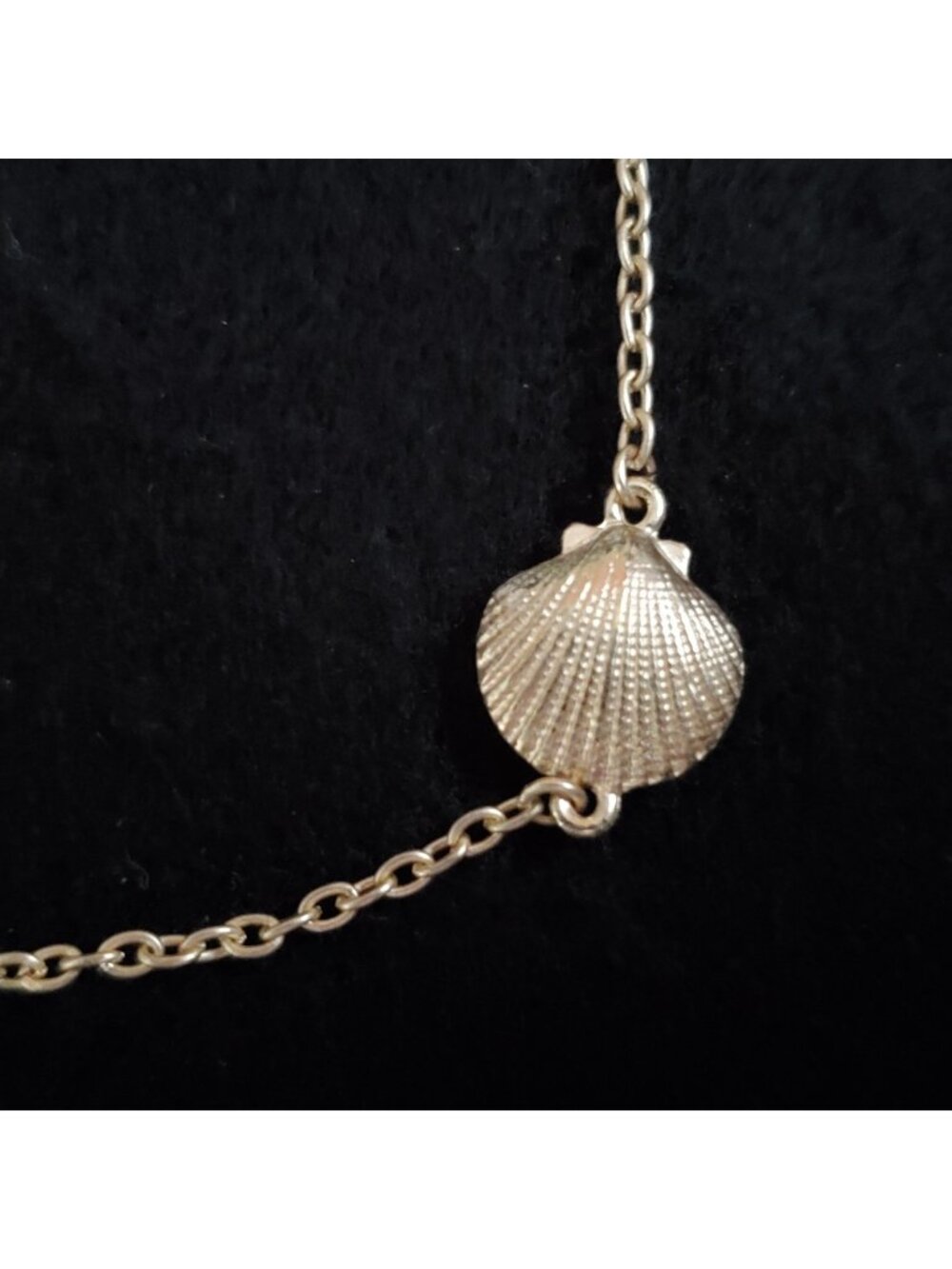 Fornash Necklace Seashell Station Gold Tone Opera Flapper 36"